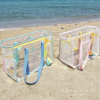 Портативная Прозрачная пляжная сумка-желе на одно плечо из ПВХ, водонепроницаемая сумка для фитнеса и плавания Mother Wash Изображение
