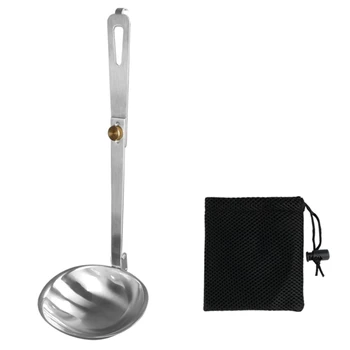 Походная складная ложка, половник для супа, кухонные принадлежности со складной ручкой Изображение