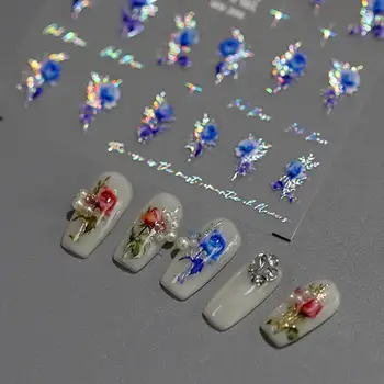Принадлежности для дизайна ногтей Ультратонкие 3D наклейки для дизайна ногтей с розами, самоклеящиеся наклейки для маникюра своими руками для женщин Изображение