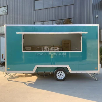 продается 13-футовый передвижной трейлер для перевозки продуктов питания с полностью оборудованной кухней Сертификат CE Тележка для хот-догов с прицепом для быстрой концессии Изображение