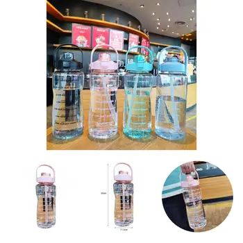 Прозрачный 2000 мл Полезный стакан для питьевой воды для тренировок на велосипеде, Портативная дорожная бутылка для воды, безвкусная для спортзала Изображение