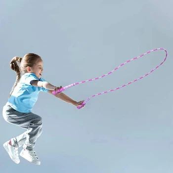 Прыжки с бамбуковой скакалкой для начинающих из ПВХ Взрослые Дети Мягкая Бисерная Сегментированная скакалка для фитнеса без спутывания Изображение