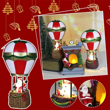 Рождественские украшения для микроландшафта из смолы, воздушный шар, Ночной Снеговик, камин, светодиодное украшение, Рождественский светильник Санта-Клауса для дома X1z3 Изображение