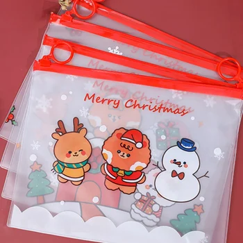 Рождественское кольцо, сумка для файлов, креативная мультяшная Корейская сумка, вместительный чехол для карандашей, Студенческие канцелярские принадлежности, Кавайная сумка, сумка для карандашей, принадлежности Изображение