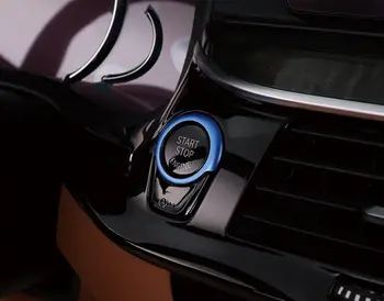 Синяя Алюминиевая Кнопка Запуска Двигателя Без Ключа С Декоративным Кольцом Для BMW 5 Серии G30 2017-2023 Изображение
