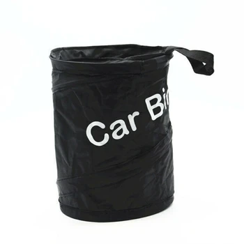 Складной автомобильный мусорный бак, мусорный мешок, Складное подвесное ведро, автомобильные гаджеты, Мусорный контейнер для путешествий, кемпинга, черный Изображение