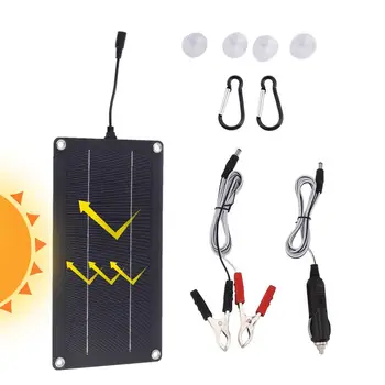 Солнечное автомобильное зарядное устройство Водонепроницаемый держатель солнечной батареи 12 В/24 В Портативный инструмент для зарядки Комплект для быстрой зарядки солнечной панели Изображение
