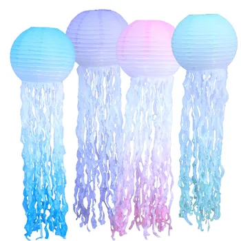 Тематическая вечеринка в стиле русалки, сделай сам, градиентный фонарь в виде медузы под водой, декор для вечеринки в честь Дня рождения, подарок на свадьбу для детей и девочек Изображение