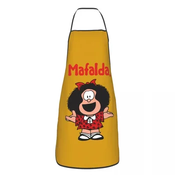 Унисекс Happy Mafalda Нагрудник Фартук Для Взрослых Женщин Мужчин Шеф-Повар Tablier Cuisine для Приготовления Пищи Аргентина Манга Quino Comic Painting Изображение