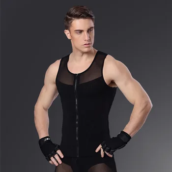 Утягивающий жилет на молнии, Корректирующая одежда для мужчин, Корсет, Корректирующее белье для тела, Утягивающее Нижнее белье для тренировки мышц, Корректирующие топы M-XL Изображение