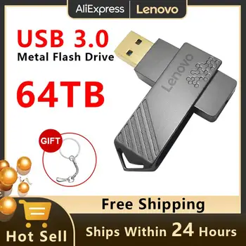 Флэш-Накопители Lenovo USB 3.0 Высокоскоростной Металлический Флеш-Накопитель 64 ТБ 16 ТБ 4 ТБ 2 ТБ Портативный Флэш-Диск Водонепроницаемый USB-Накопитель Свадебные Подарки Изображение
