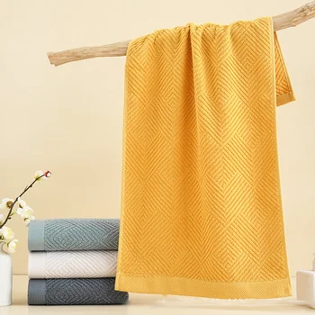 Хлопчатобумажные Высококачественные полотенца для лица в полоску, мягкие на ощупь, хорошо впитывающие душ, гостиничное банное полотенце, многоцветное 75x35 см, 1шт Изображение