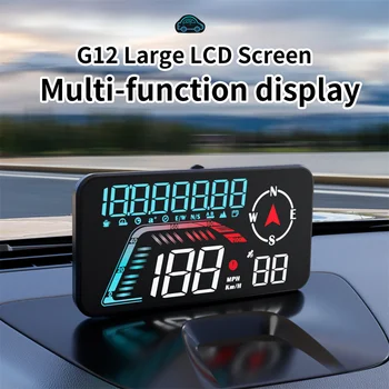 Цифровой Спидометр G12 GPS HUD Подключи и Играй для всех автомобилей Крупным Шрифтом, КМЧ, МИЛЬ /ч, Пробег По Местному времени, Высота над уровнем моря, Головной дисплей Изображение