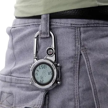 Цифровые часы с карабином, защита от окисления, ударопрочность, защита от царапин, карманные часы на ремне для рюкзака, для улицы Изображение