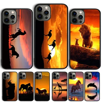 Чехол для телефона Elephant Deer Horse GirafSunset Для iPhone 14 15 13 12 Mini X XR XS Max Чехол Для Apple 11 Pro Max 6 8 7 Plus SE2020 Изображение