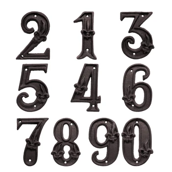 Чугунный знак с номером дома; 0-9 букв алфавита; 5-дюймовая вывеска; номера дверей дома; Уличный адрес; Numeros Puerta; Довольно хорошо Изображение